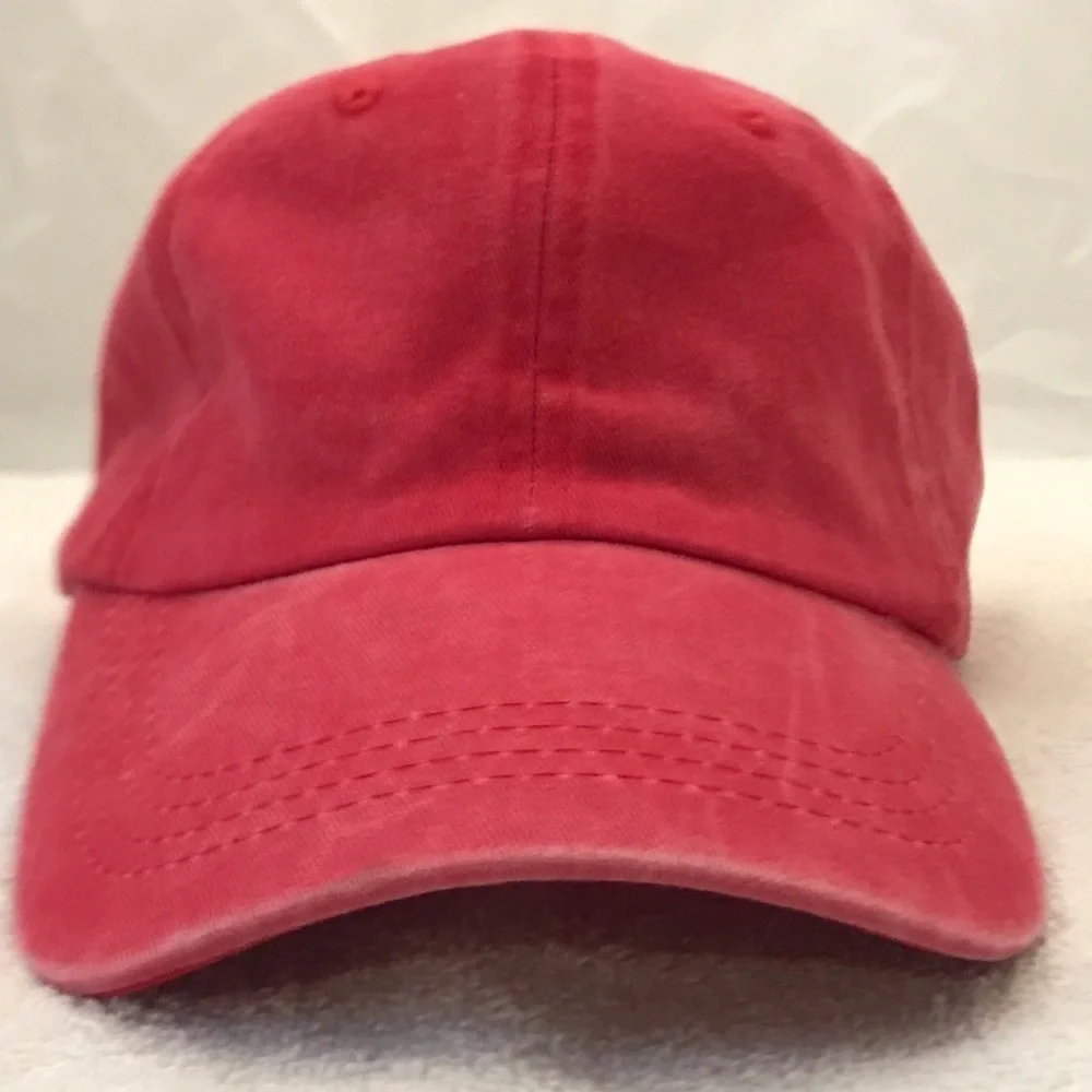 Adult Adjustable Red Cotton Ball Cap